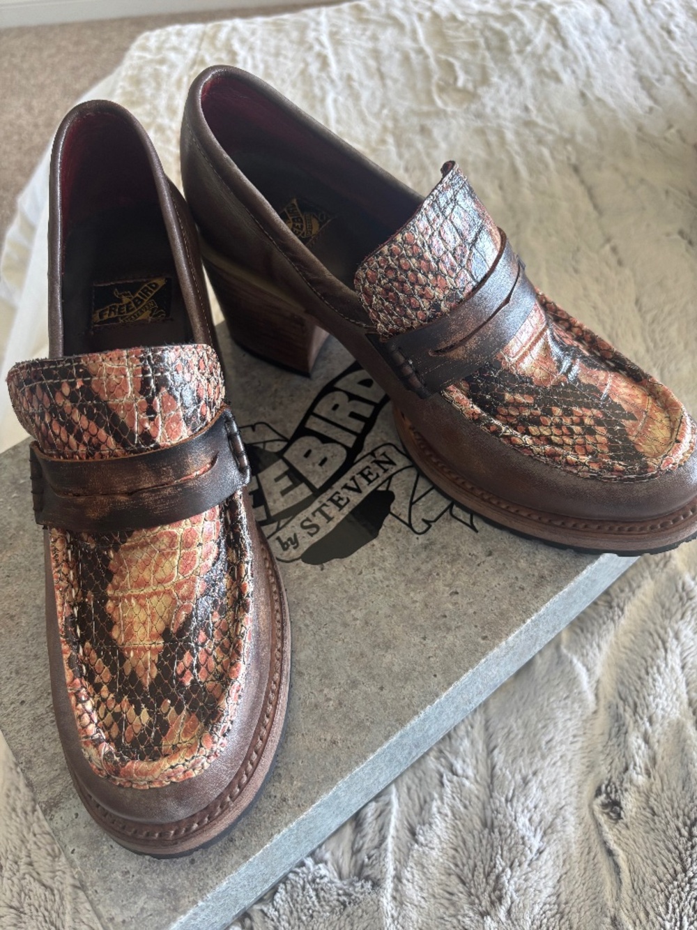 Freebird pink multi leather loafers